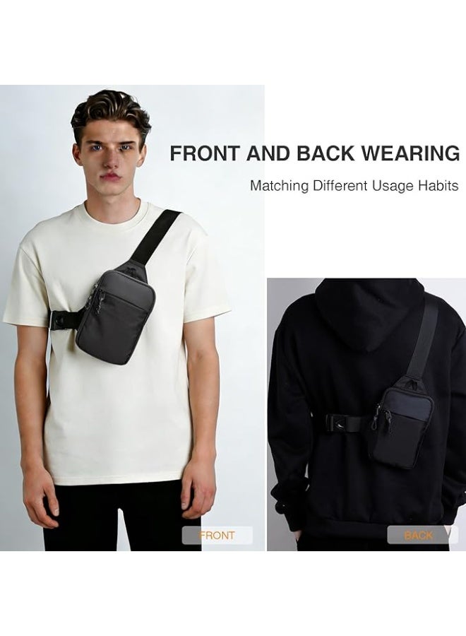 Mini Sling Bag for Men and Women, Small Crossbody Bag Trendy, Casual Waterproof Phone Chest Bag for Runner Travel, Black, Small, Sling Backpacks - Image 3